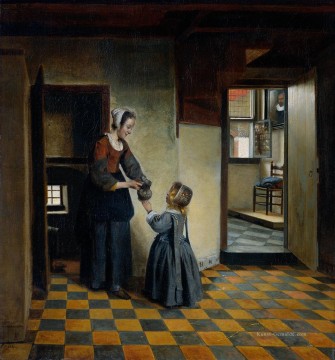 Frau mit Kind in einem Pantry Genre Pieter de Hooch Ölgemälde